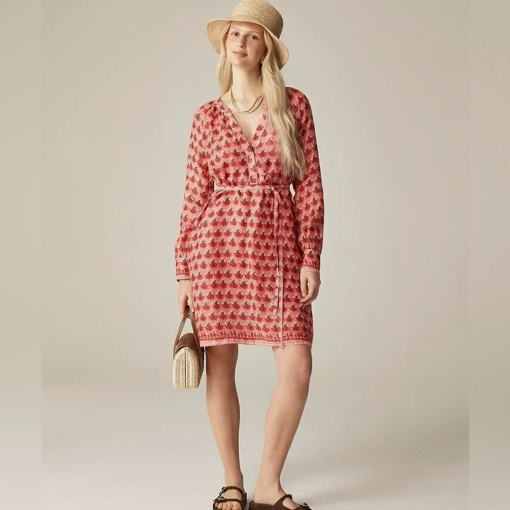 J Crew Cabana Mini Dress in Block Print Ramie NWT